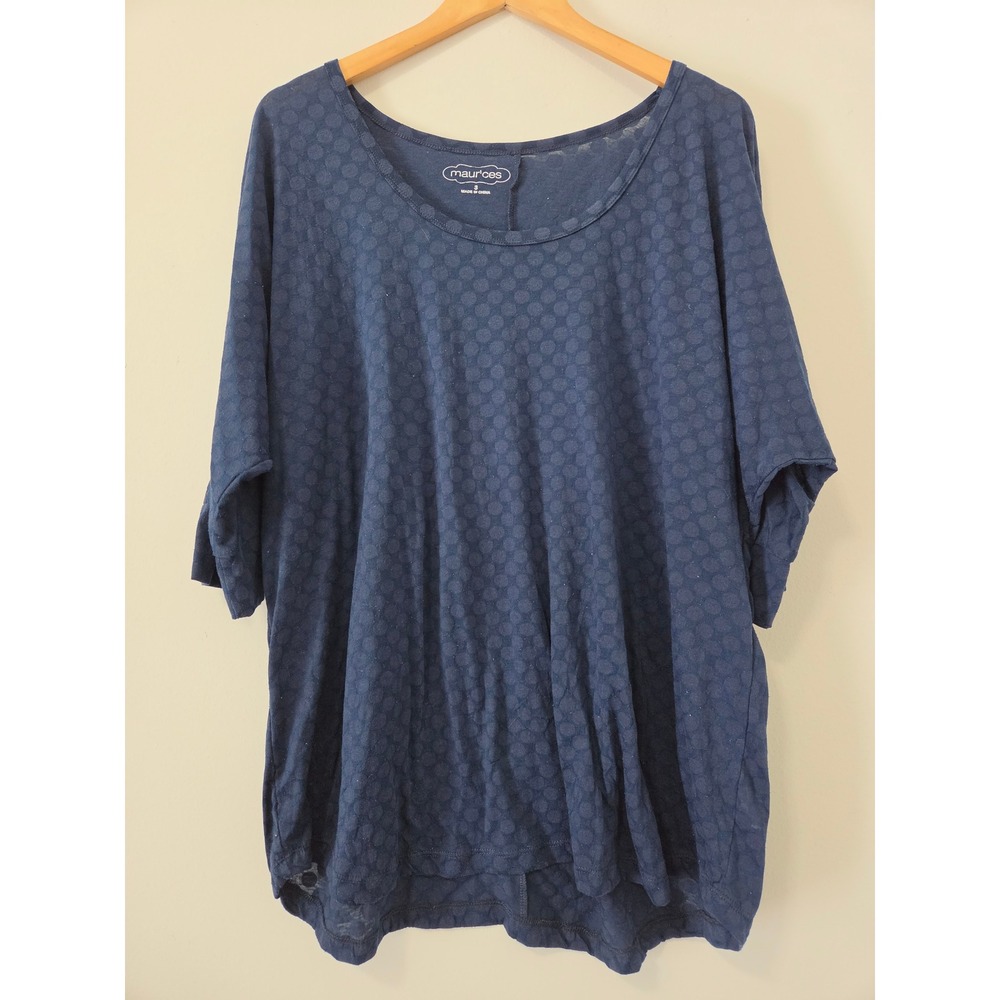 Maurices Navy Blue Polka Dot Burnout Scoop Neck Relaxed Top Size 3‎
